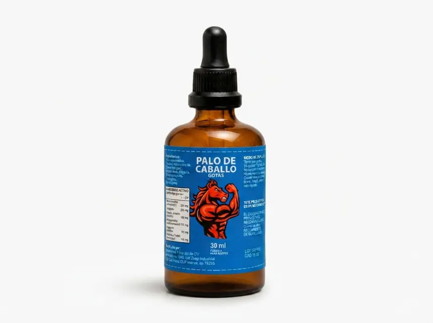 Frasco dosificador de Palo de Caballo — pauta simple de dos tomas al día