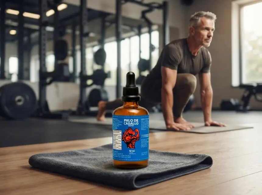 Hombre entrenando con energía en el gimnasio — el efecto tónico de la maca