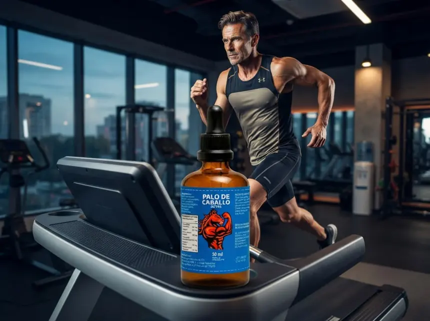 Hombre activo en la caminadora — energía y equilibrio hormonal