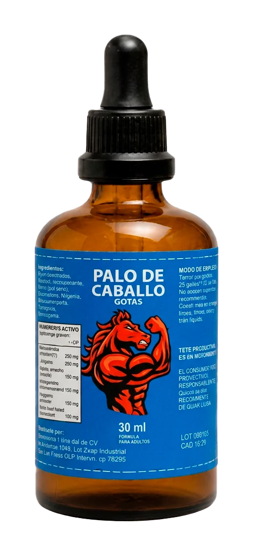 Palo de Caballo Gotas — frasco de 30 ml con caja, suplemento natural para hombres