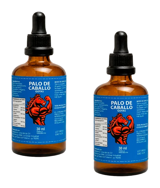 Palo de Caballo Gotas — presentación de dos frascos